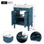Meuble-lavabo moderne à 2 niveaux avec lavabo supérieur et grandes tablettes de rangement-252878851