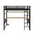 Full Size Metal Loft Bed Frame With Storage Shelf,Iron Mesh And LED Light