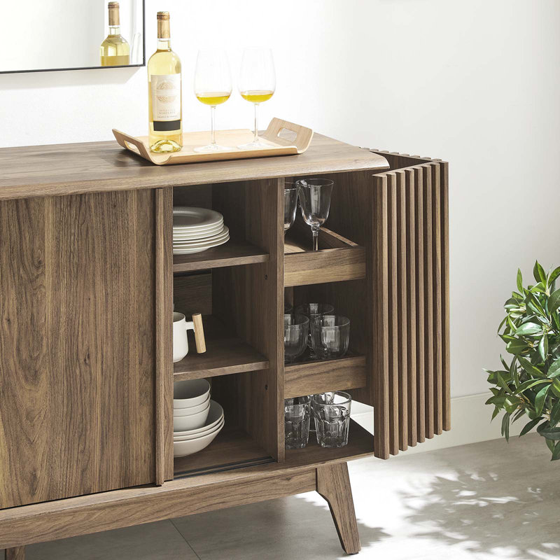Eudora Walnut Wood Grain Mid-Century Modern Sideboard