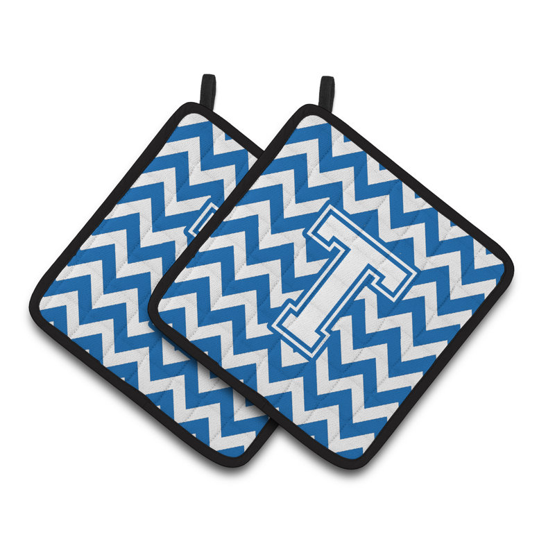Poignée à chevrons, T, Blanc / bleu