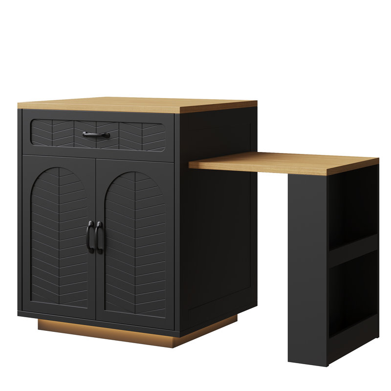 Wood Kitchen Island, Black