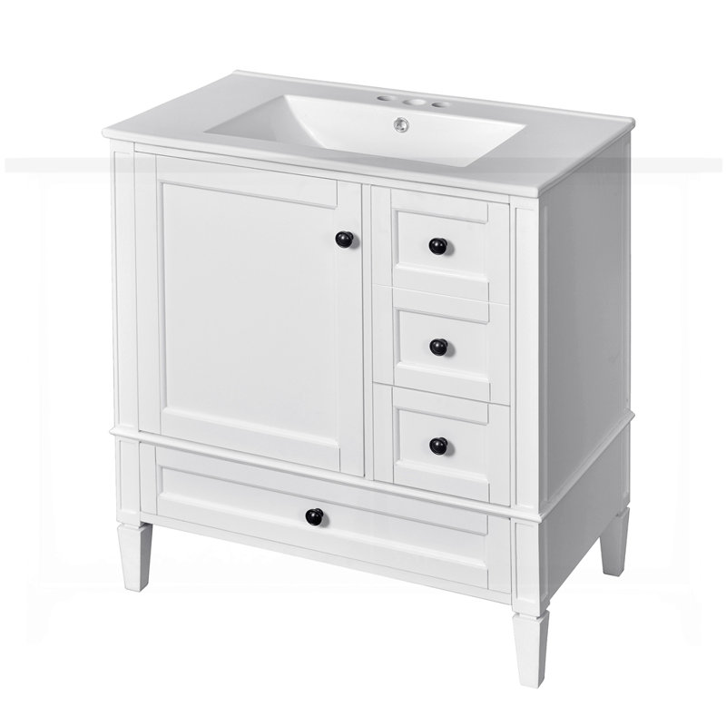 Meuble-lavabo 30 po avec lavabo en céramique, Blanc