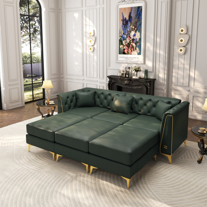 Canapé Chesterfield modulaire 3 places de luxe léger de 81,5 pouces