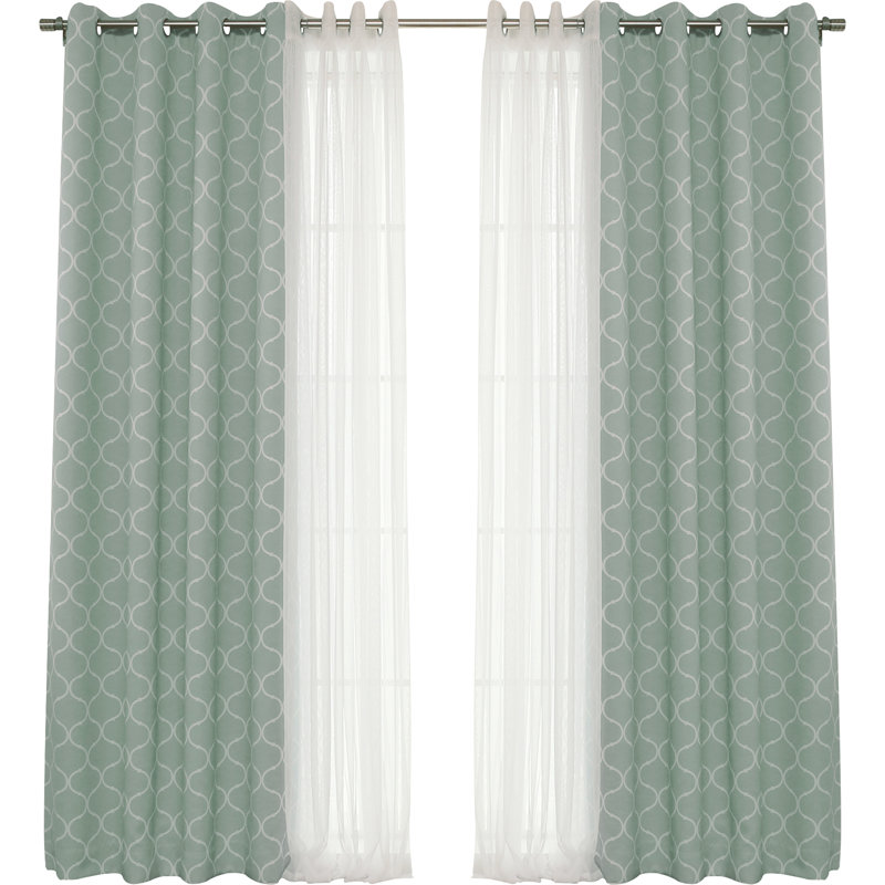 Paire de rideaux transparents avec œillets Granados, Menthe