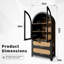 Armoire de rangement arquée en bois avec portes en rotin, étagère de présentation autoportante à 3 niveaux avec rangement caché-1222264055