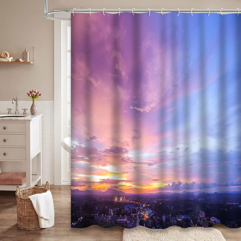 Rideau de douche avec 12 crochets Sky City, L 72 po x l 78 po
