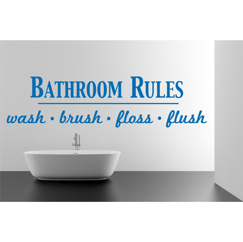 Décalcomanie murale règles de salle de bain, Bleu azur, H 9 po x l 36 po x P 0,01 po