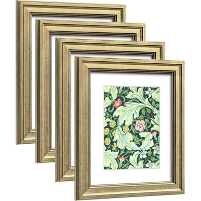 8x10 Picture Frame Set of 4 with Real Glass for Pictures 5x7 with Mat or 8x10 without Mat,Rustic Brown Photo Frames for Wall or Tabletop Display