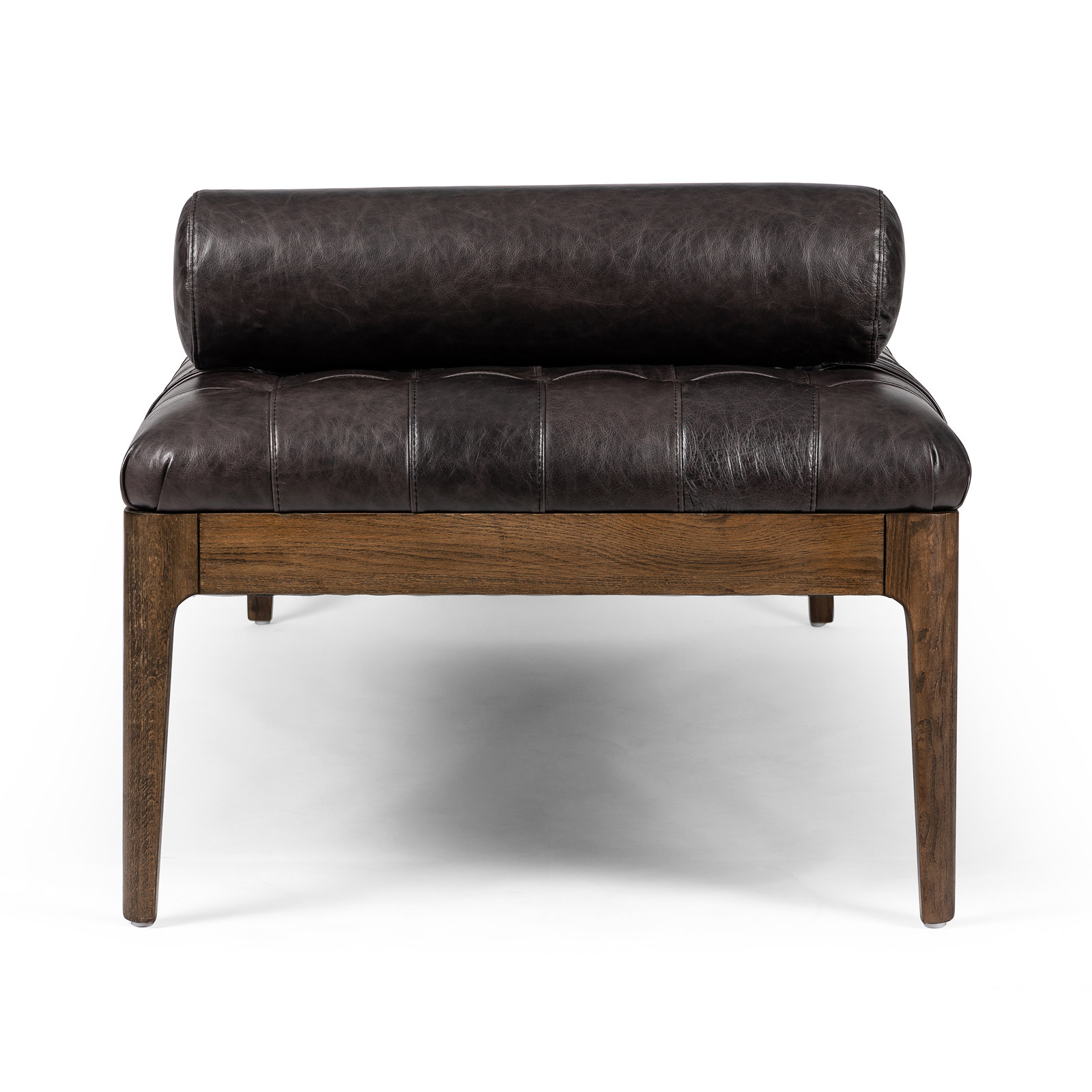 Moody Genuine Leather Bench, Sonoma Black Genuine Leather