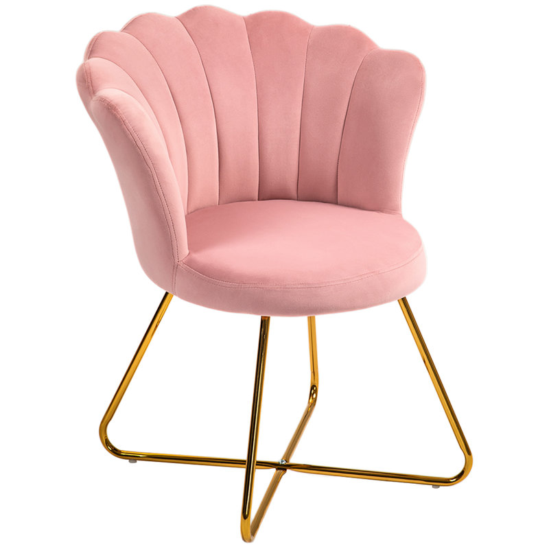 HOMCOM Modern Accent Chair Velvet Tufted Tub Armchair Lotus Backrest Grey, Pink