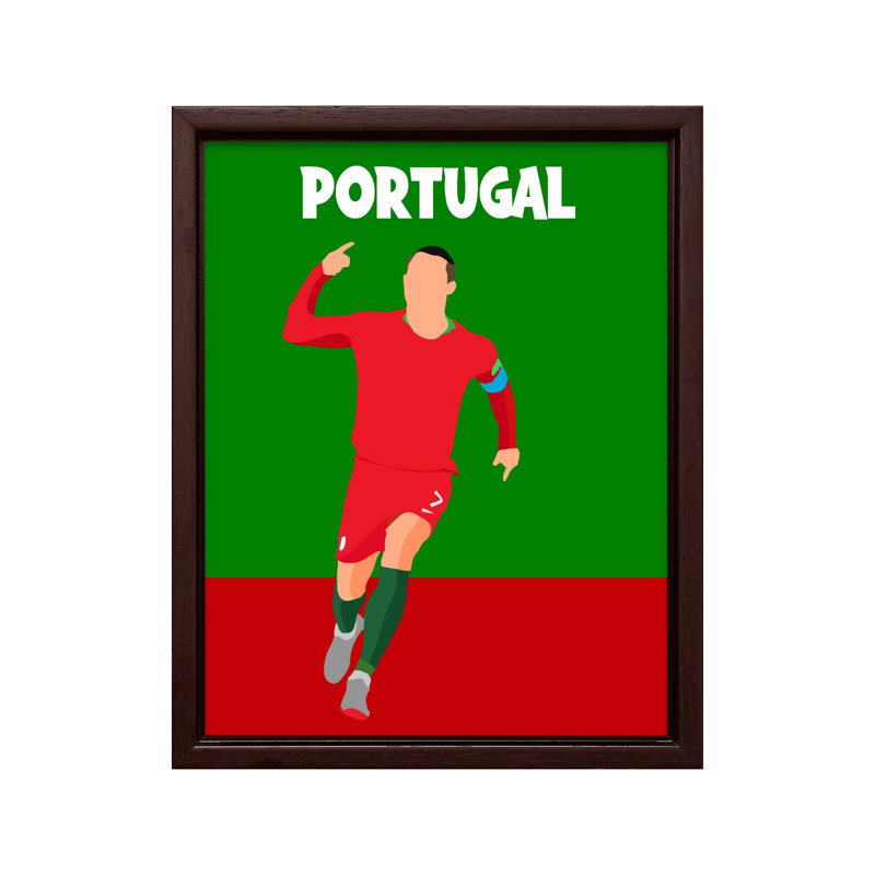 Portugal, soccer, 24"H x 32"W, Canvas, Brown Framed