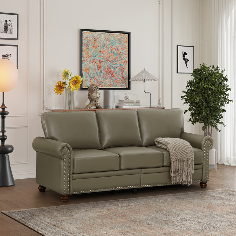 Cullie 59.45, Gray Faux Leather, 34.5" H x 82.68" W x 31.89" D