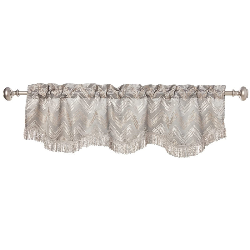 Chevron Tailored Window Valance, Silver