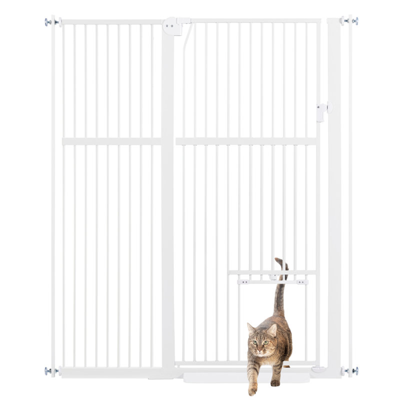 Pressure Mounted Pet Gate With Door, 95cm W, White