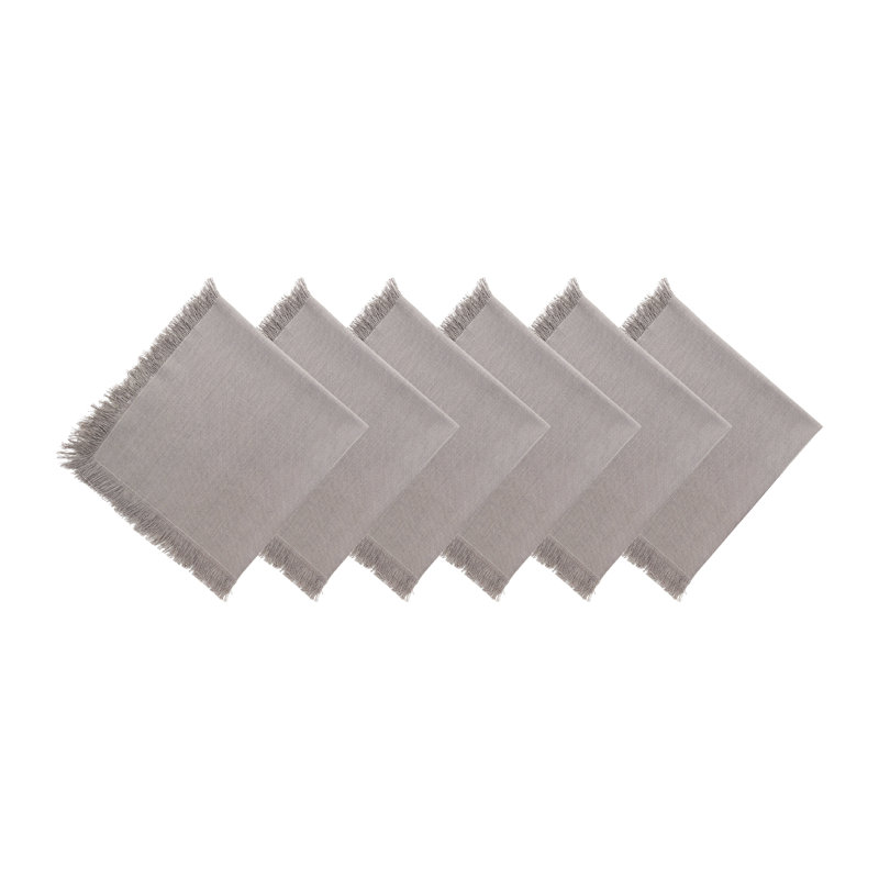 Briella Fringed Cotton Napkin Set of 6, Gray