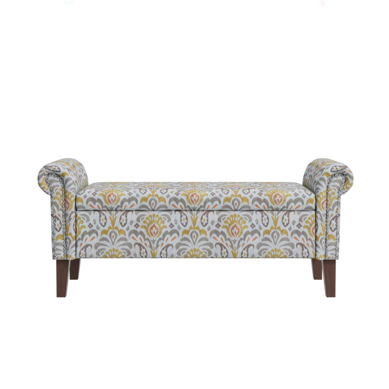 Conrad Storage Ottoman, Yellow/Gray