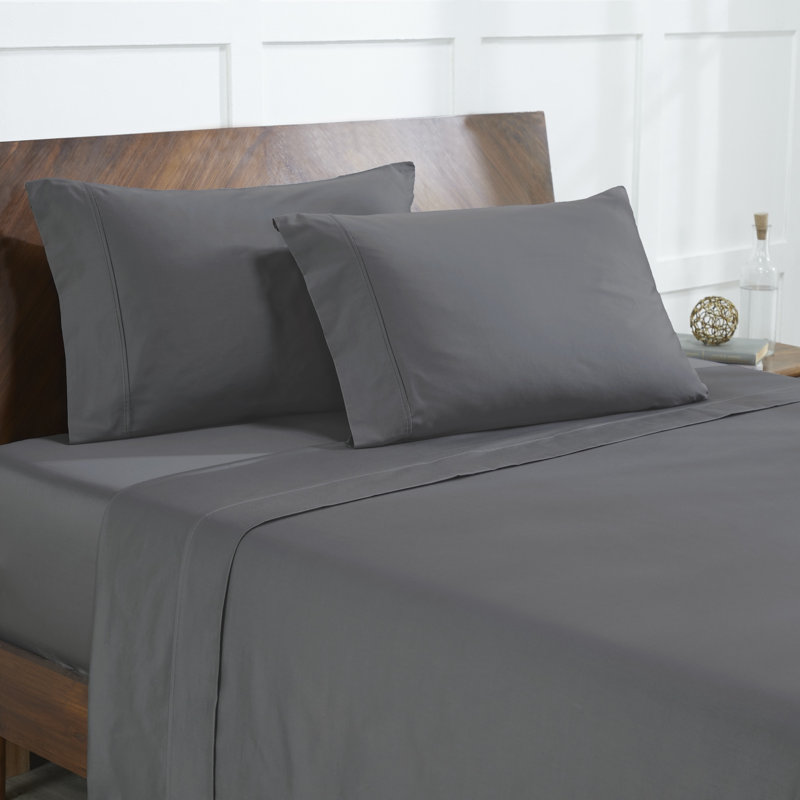 Ensemble de draps 100% coton de qualité égyptienne 400 fils Modern Soft, ultra doux, respirant et durable, gris