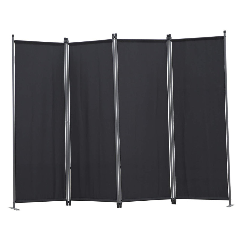 Rillito Folding Room Divider, Black, 165cm H x 224cm W x 22cm D, 4