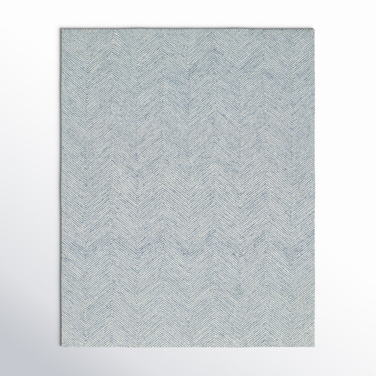Wheaton Chevron Handmade Tufted Wool Blue/Beige Area Rug