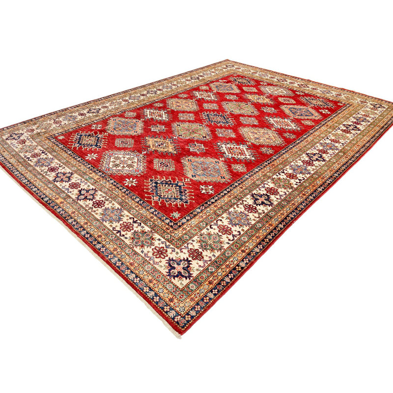 Tribal One-of-a-Kind 9' x 12' New Age Rectangle Wool Area Rug in Beige and Red