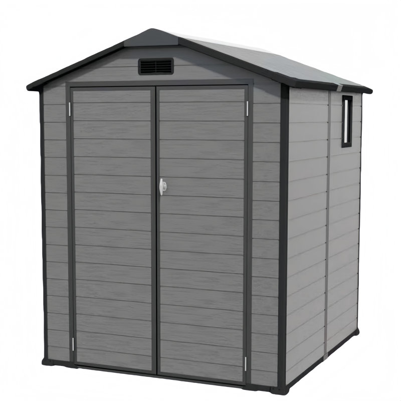 Remise de rangement extérieure en plastique 6 x 6 pi - Remise à outils verrouillable en résine avec fenêtre et plancher