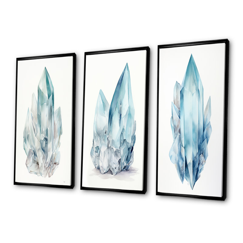 Minimal Glacier Spiritual Stone In Antartica - Ensemble de 4 impressions sur toile Glacier, Cadre flottant noir