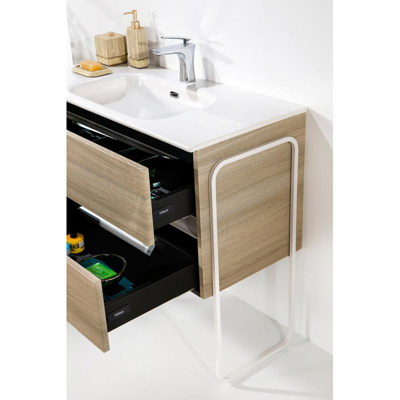 Meuble-lavabo simple 33,5 po avec comptoir, Chêne foncé