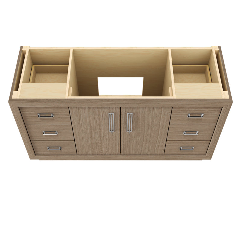 Avalon Single Extra Wide Bath Vanity, Natural Weathered, 60", Polished Chrome