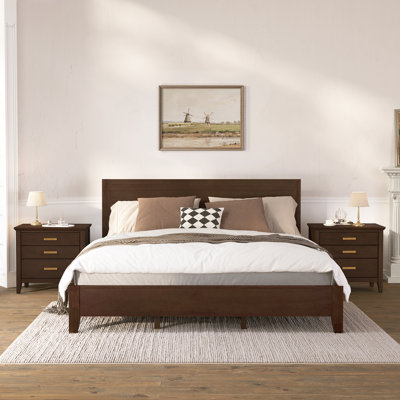 Ensemble de chambre à coucher 3 pièces avec lit et deux tables de chevet Lessio