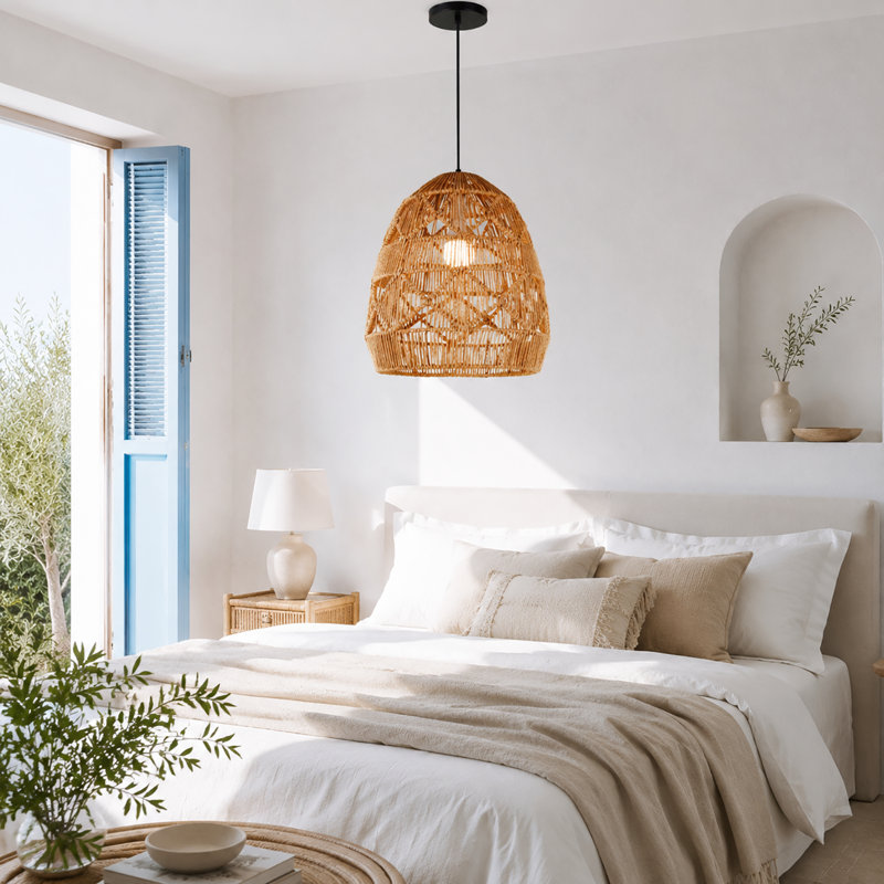 Luminaire suspendu de style bohémien de 15,7 po de diamètre avec ampoule E26 chaude