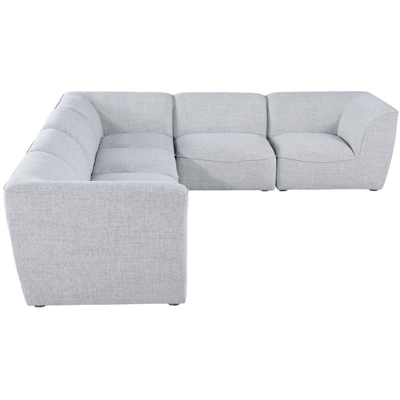 Calyssa Upholstered L-Shaped Sectional Reversible, Grey Linen Textured Fabric