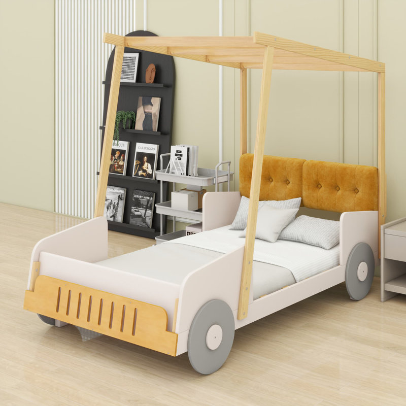 Car Bed With Pillow, Ceiling Cloth, Twin