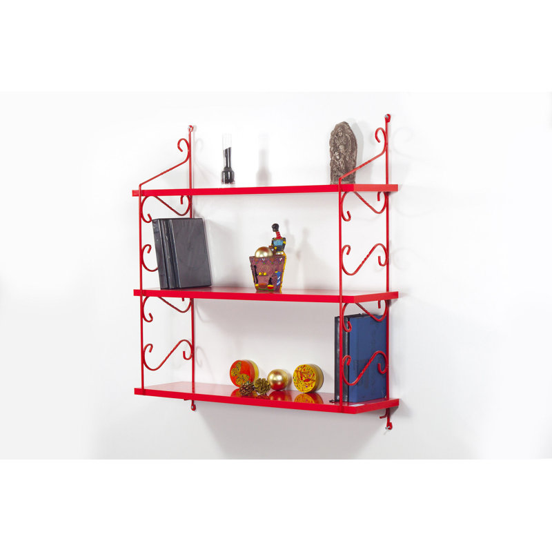 Dure 3 Piece Accent Shelf with Adjustable Shelves, Red