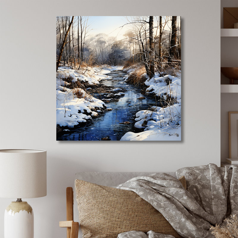 Winter Pond Tranquility - Fruits, art mural, H 16 po x l 16 po x P 1 po, Toile tendue