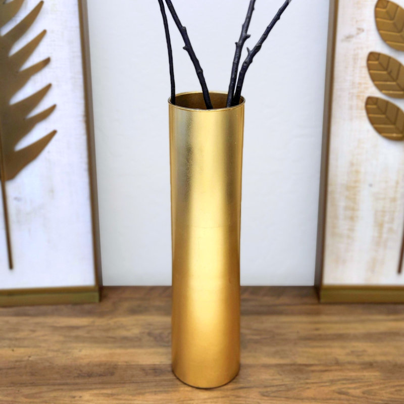 Vase en verre FLORA, Doré, Hauteur totale - 15,75 po