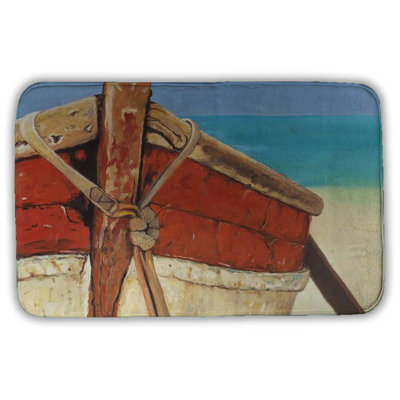 Tied up rowing boat Bath Mat with Non-Slip Backing - Quick Dry Memory Foam Bathroom Rug - Absorbent - Modern Plush Spa-Style - Machine Washable