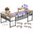 Manasa 83" U-Shape Computer Desk with LED Light Strip and Sockets-357230404