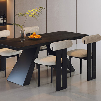 Simple combinaison de table et de chaises en bois de cire blanche