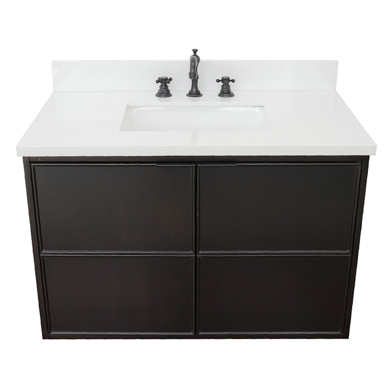 Ensemble de meuble-lavabo de salle de bain simple fixé au mur 37 po Elmhurst