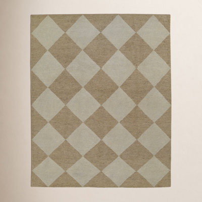Winnie Beige Tan Hand-Knotted Geometric Wool Rug