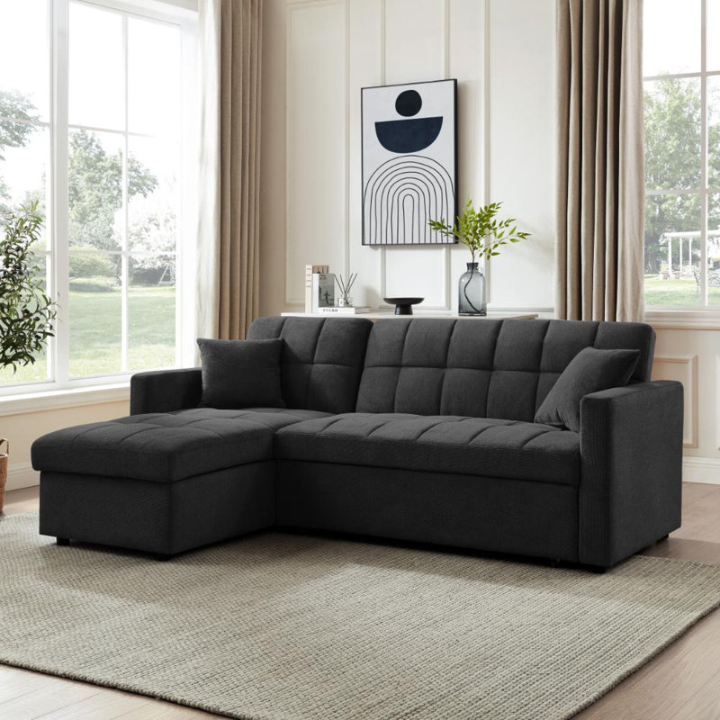 Harriet 3 Seater Sofa Bed, Black Linen