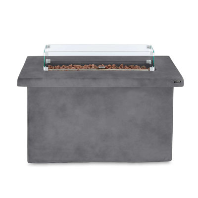 Tower T978529 Magna Large Rectangular Outdoor Gas Fire Pit, Moisture Resistant Magnesium Oxide Construction, Smokeless Flame, Safety Guard and Automatic Shut-off, Weatherproof Cover Included, Grey