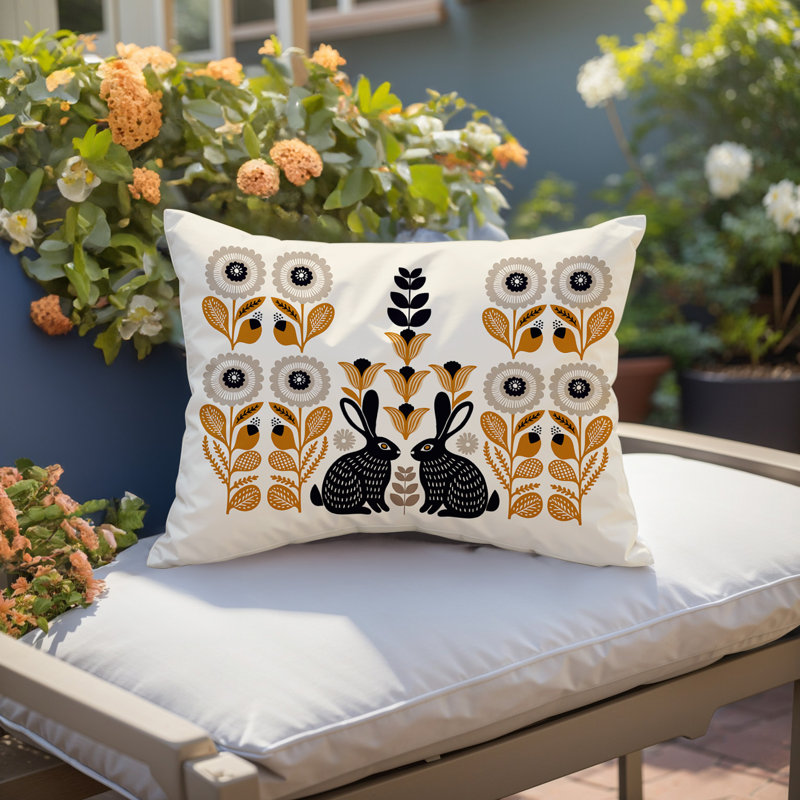 Coussin lombaire réversible intérieur / extérieur Lexa Rabbit, Orange, Rectangle H 18 po x l 25 po