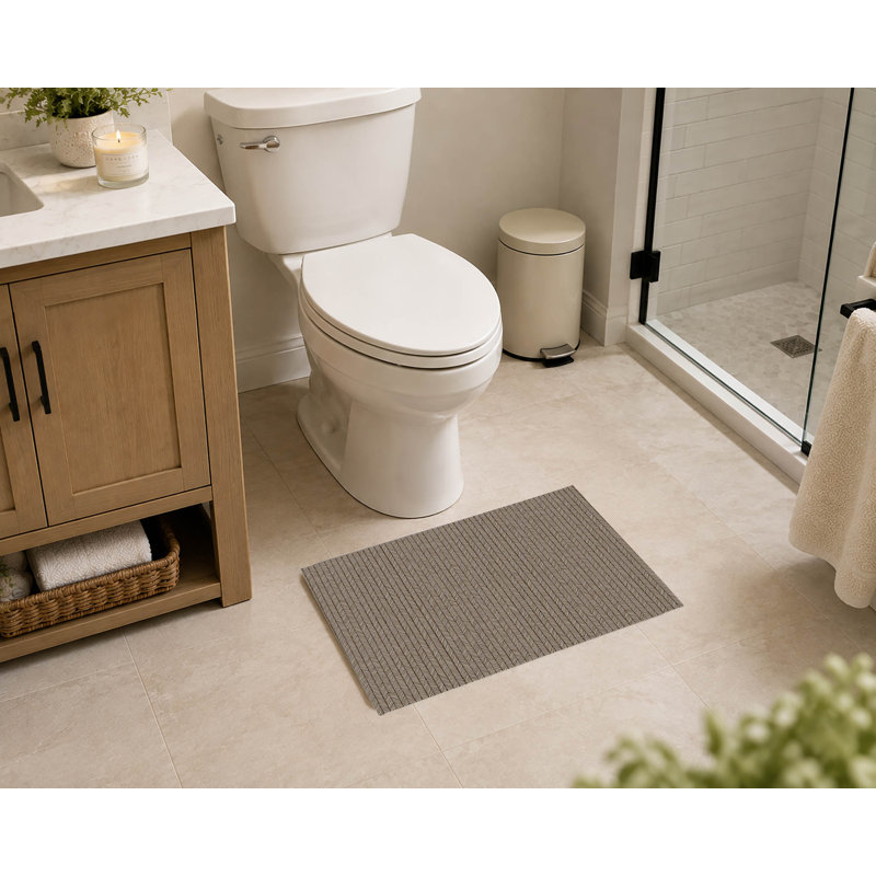 Tapis de toilette rectangulaire antidérapant à chevrons, L 24 po x L 17 po, Brun moka