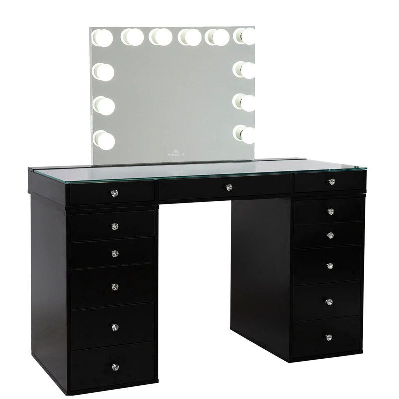 Table de maquillage Gaile Slaystation Plus 2.0 avec miroir de coiffeuse, ensemble de 5 tiroirs pour rangement de maquillage