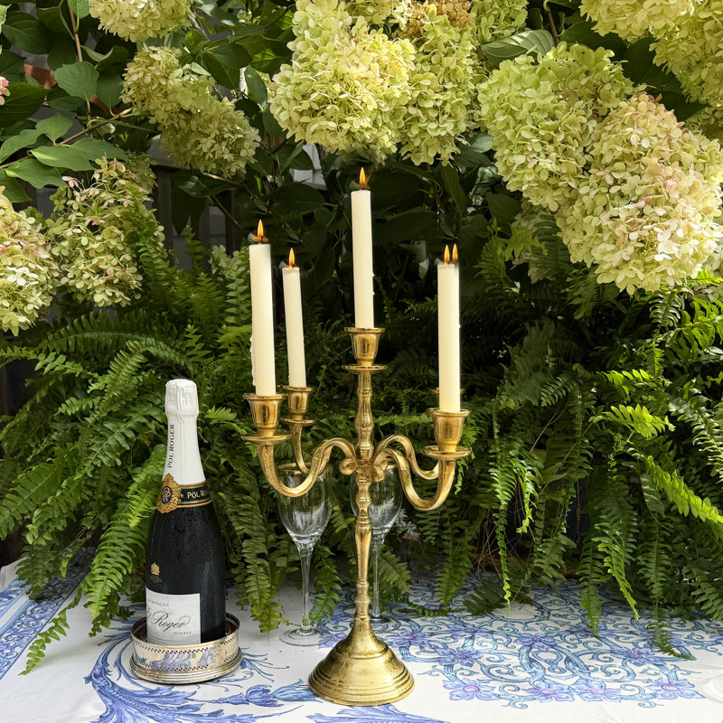 Hampton 15.7" H Gold Tabletop 5 Candle Candelabra, Gold