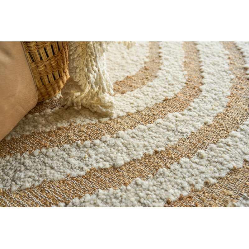 Pompano Hand Woven Wool/Jute IVORY/Cream/Beige Area Rug, 8'X10'