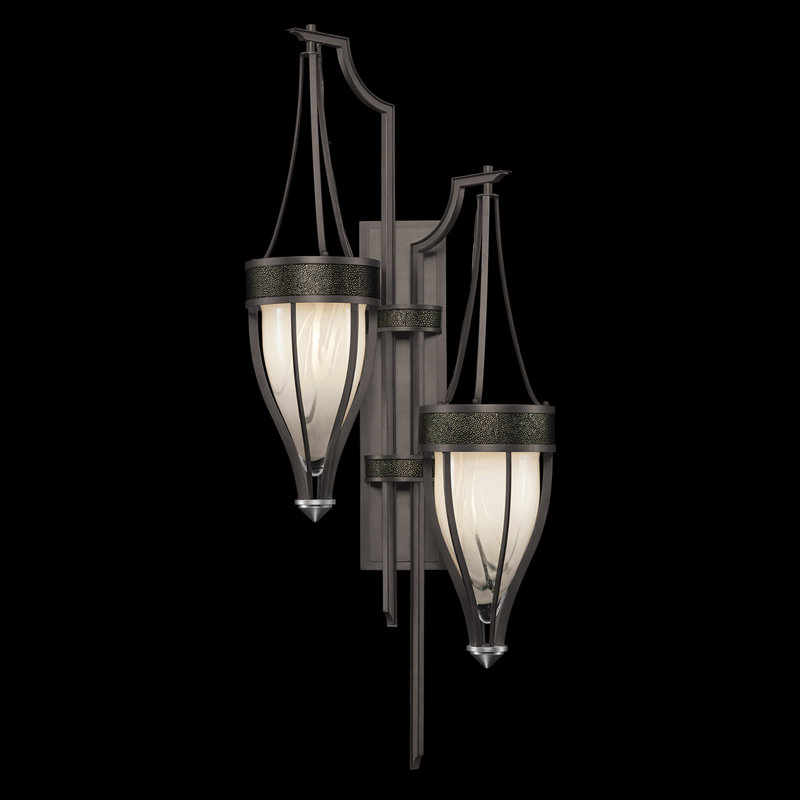 Applique murale H 41,5 po Mirage, Chevalier noir, Nickel / acier de minuit
