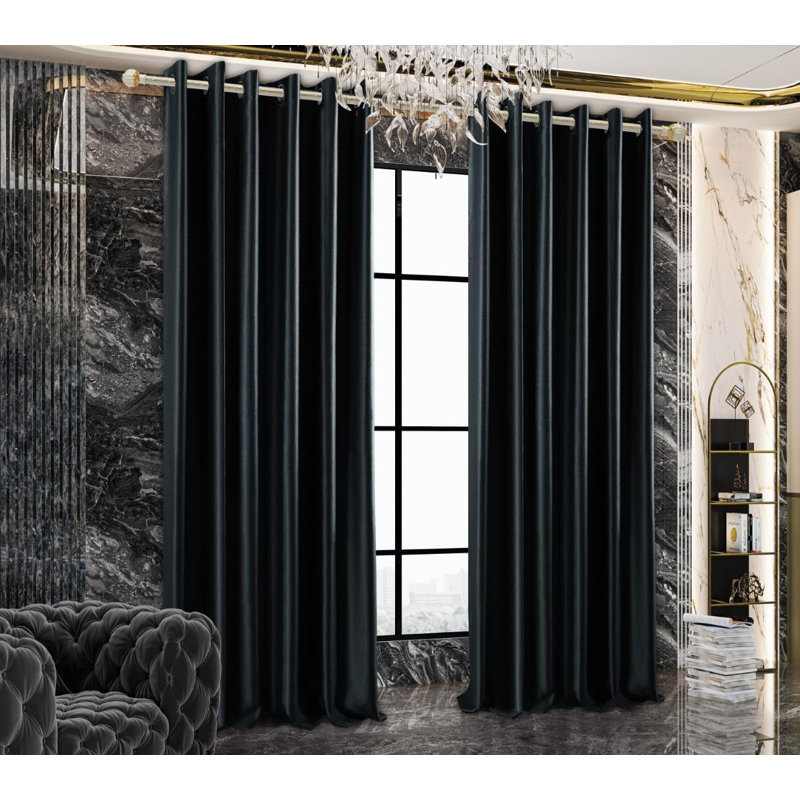 Blackout Curtain Pair, Black, 46cm Width x 54cm Drop