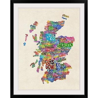 Francy, «Typographie de la carte du texte en Écosse» par Michael Tompsett - impression d'art textuel